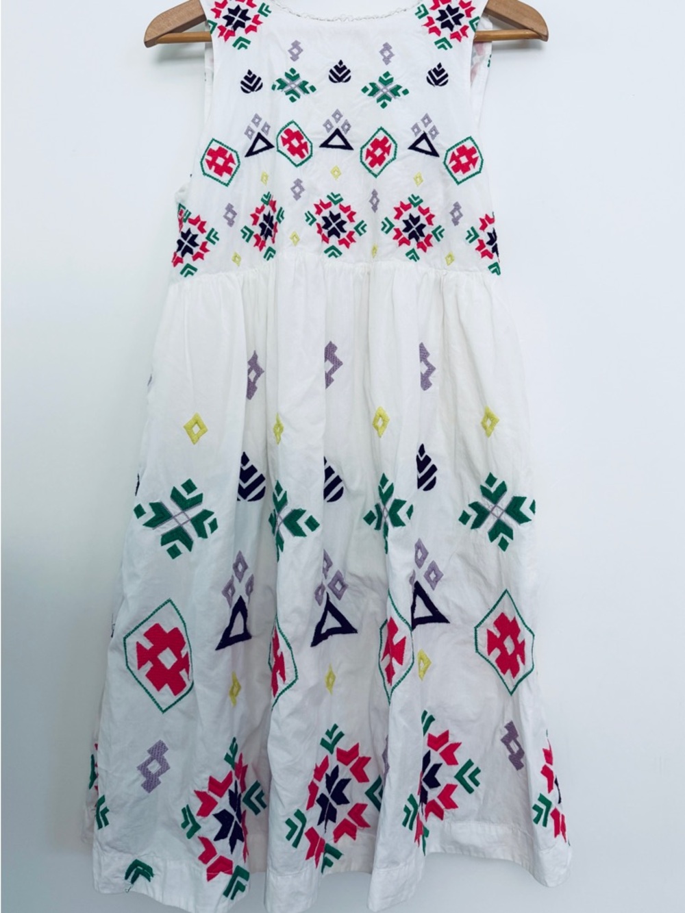 Anthropologie White Maxi Skirt with Colorful Embroidery